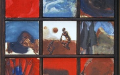 Alrededor del 1/2 mundo
                              	/ tecnica mixta s/madera
                              	/ 71x71cm
                              	/ Lima 1992